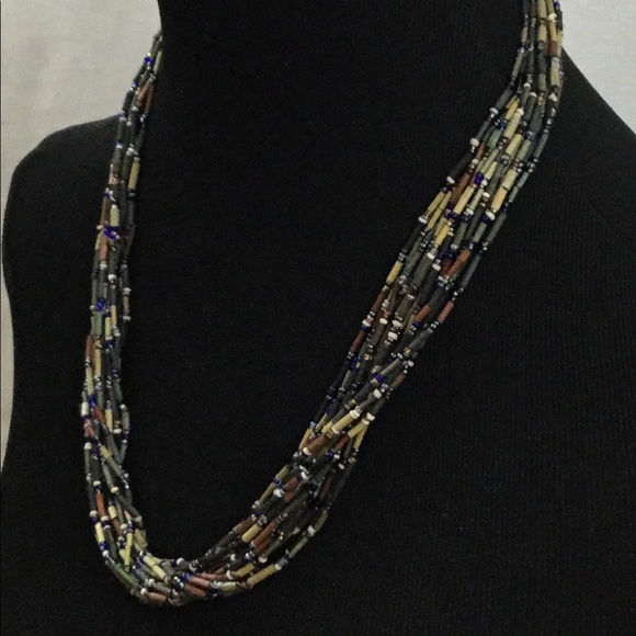 Boho Style Wooden Bead Multi Strand Necklace - Picture 4 of 4